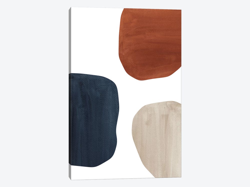 Terracotta, Navy And Beige Shapes by Whales Way 1-piece Canvas Art