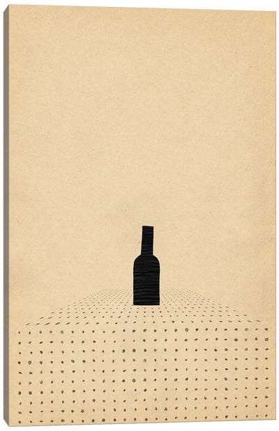Minimalist Wine Bottle On The Table Canvas Art Print - Whales Way