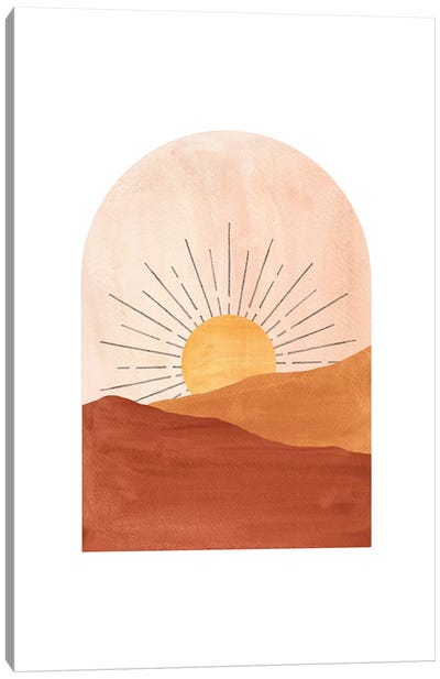 Abstract Geometric Sunset Canvas Art Print - Art for Teens
