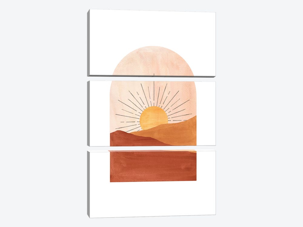 Abstract Geometric Sunset by Whales Way 3-piece Canvas Artwork