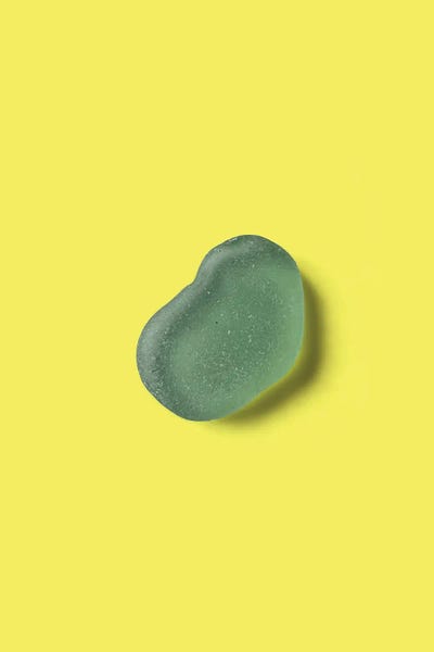 Green Seaglass On Yellow