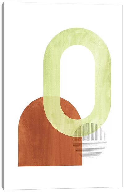 Abstract Terracotta And Green Shapes Canvas Art Print - Ahead of the Curve