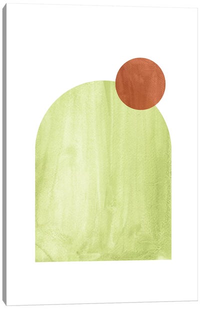 Green And Terracotta Shapes Canvas Art Print - Whales Way