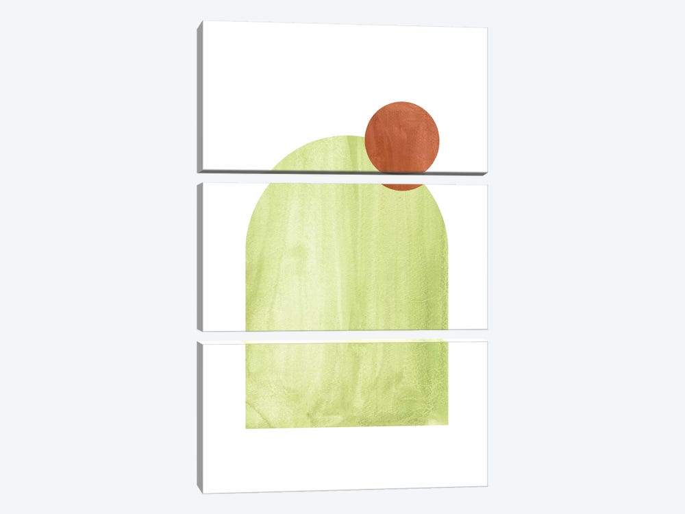 Green And Terracotta Shapes by Whales Way 3-piece Canvas Art