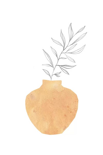 Pottery Still Life: Abstract Vase And Plant by Whales Way