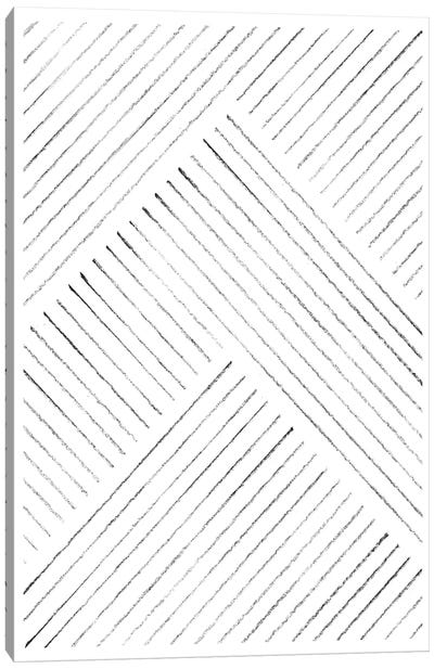 Geometric Line Art Canvas Art Print - Black & White Minimalist Décor