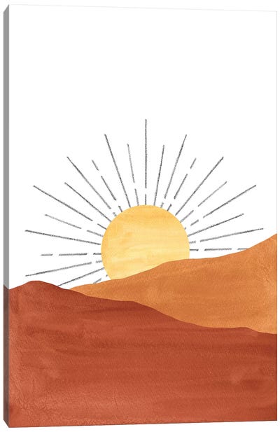 Abstract Sunset In The Desert Canvas Art Print - Sun Art