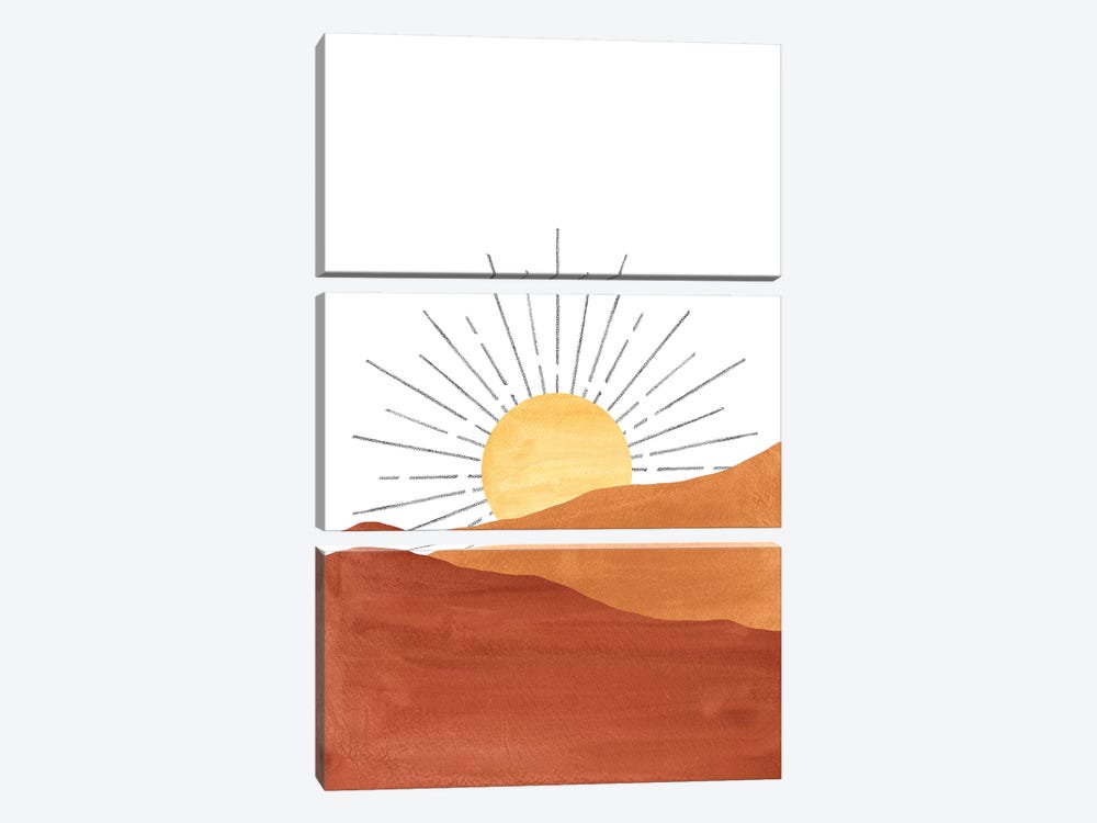 Abstract Sunset In The Desert by Whales Way 3-piece Canvas Art Print