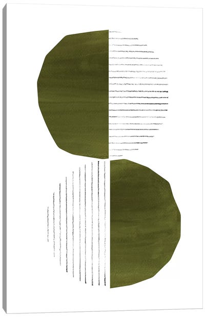Dark Green Circles Canvas Art Print - Circular Abstract Art