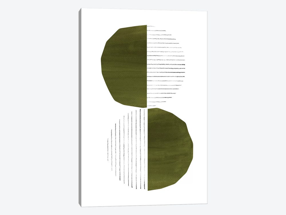 Dark Green Circles by Whales Way 1-piece Canvas Print