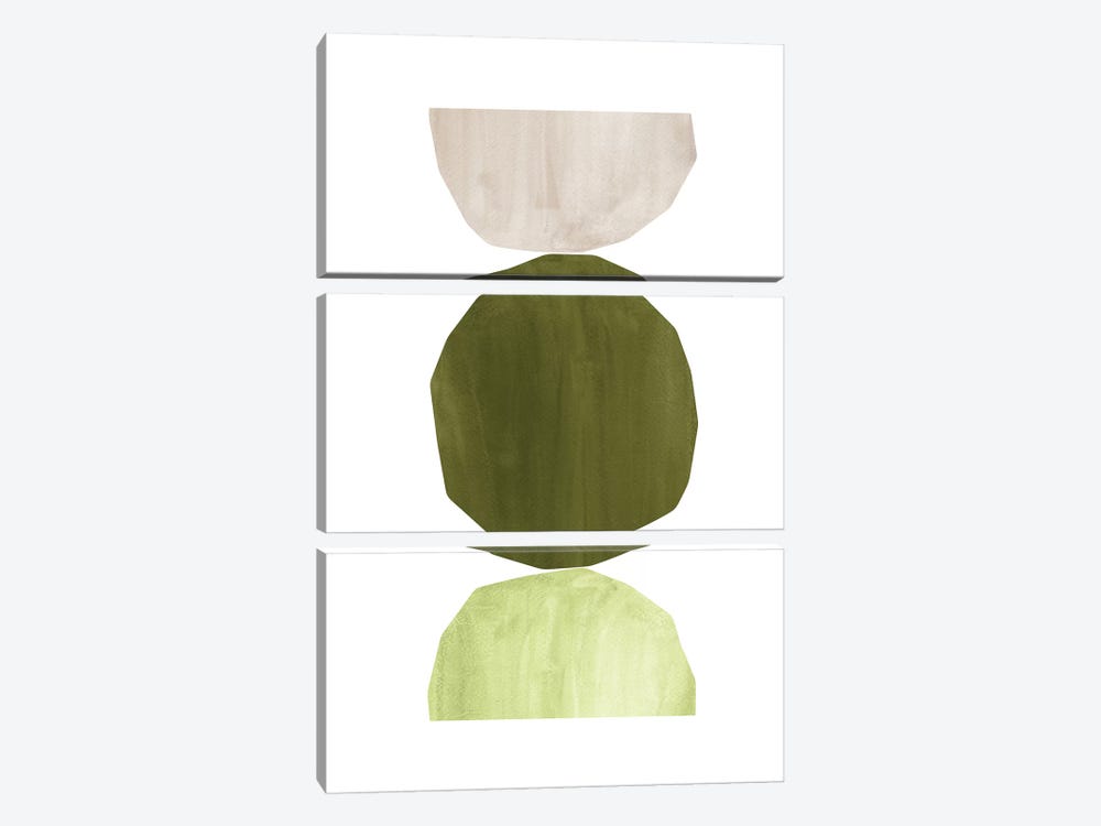 Green Tone Shapes by Whales Way 3-piece Canvas Wall Art