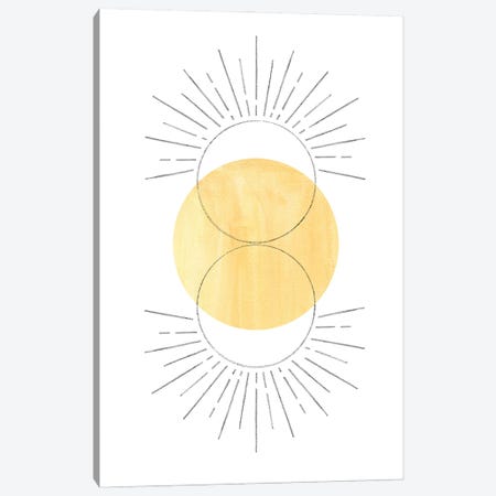 Mustard Yellow Sun, Abstract Art Canvas Print #WWY99} by Whales Way Canvas Print