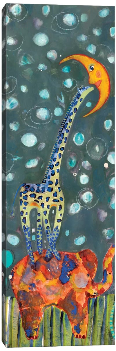 Kiss The Moon Canvas Art Print - Giraffe Art