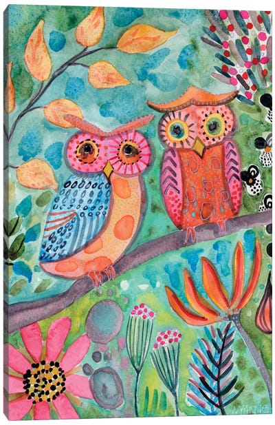 Quite The Pair Canvas Art Print - Owl Art