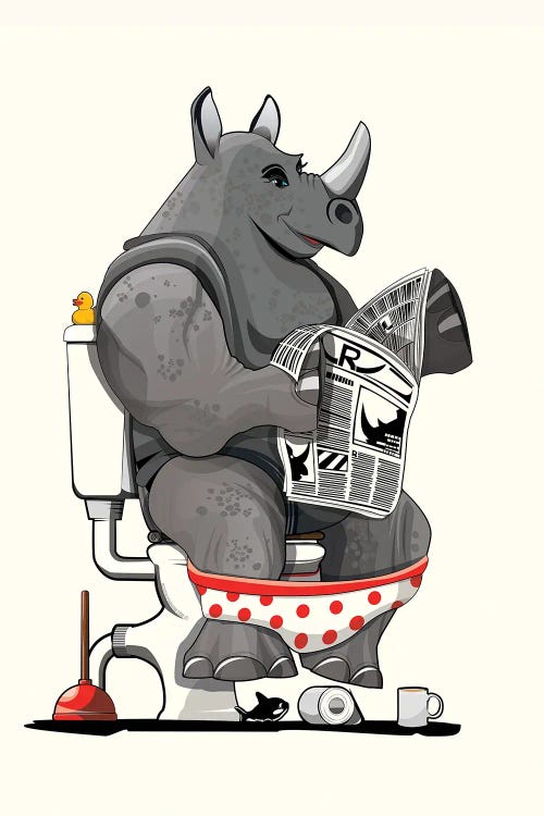 Rynosseros On The Toilet by WyattDesign wall art