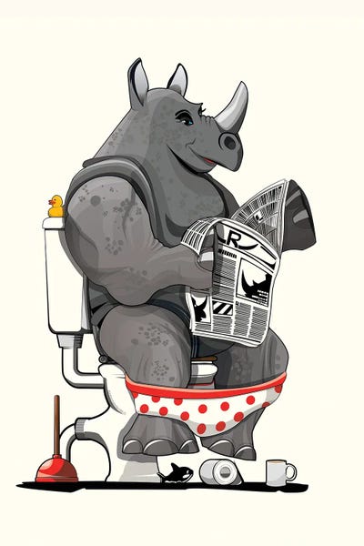 Rhinoceroses: Rynosseros On The Toilet by WyattDesign