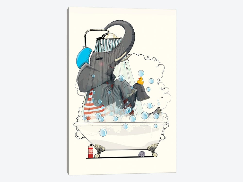 Elephant In The Bath by WyattDesign 1-piece Canvas Art Print