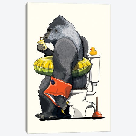 Gorilla On The Toilet Canvas Print #WYD103} by WyattDesign Canvas Print