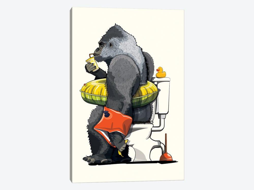 Gorilla On The Toilet by WyattDesign 1-piece Canvas Artwork