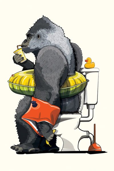 Gorillas: Gorilla On The Toilet by WyattDesign