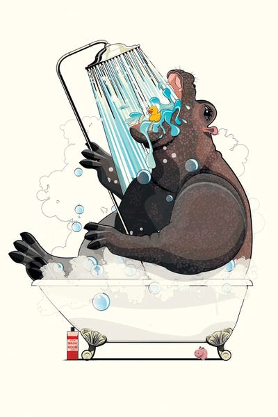 Hippopotamuses: Hippo In The Bathtub by WyattDesign