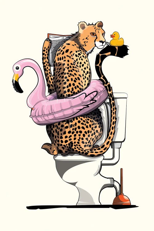 Cheetah On The Toilet