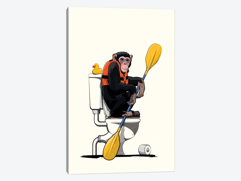 Chimp On The Toilet by WyattDesign 1-piece Canvas Art
