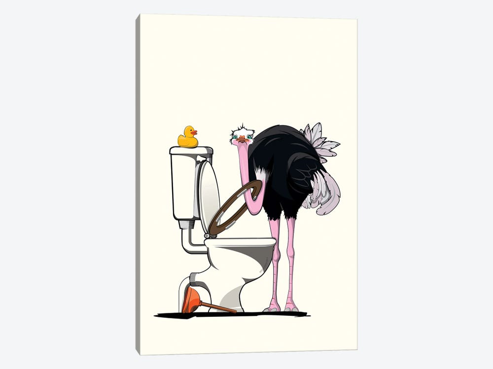Ostrich On The Toilet by WyattDesign 1-piece Canvas Print