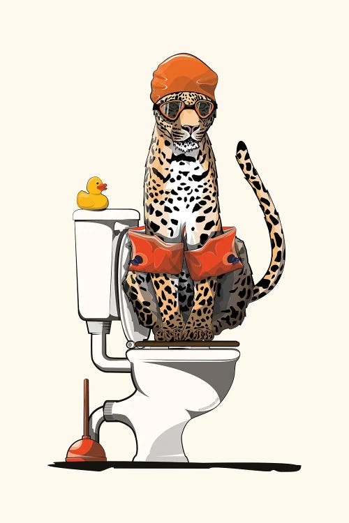 Leopard On The Toilet