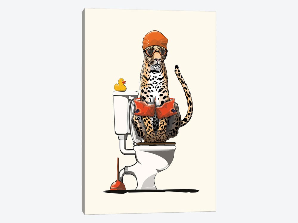 Leopard On The Toilet by WyattDesign 1-piece Canvas Wall Art