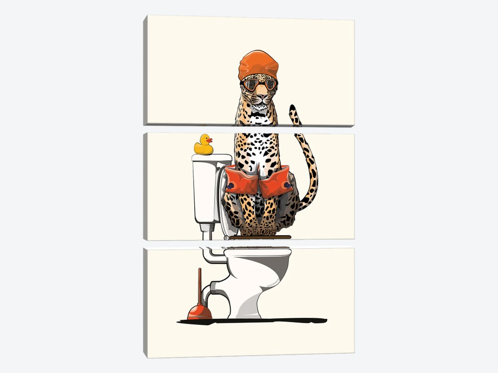 Leopard On The Toilet by WyattDesign 3-piece Canvas Artwork