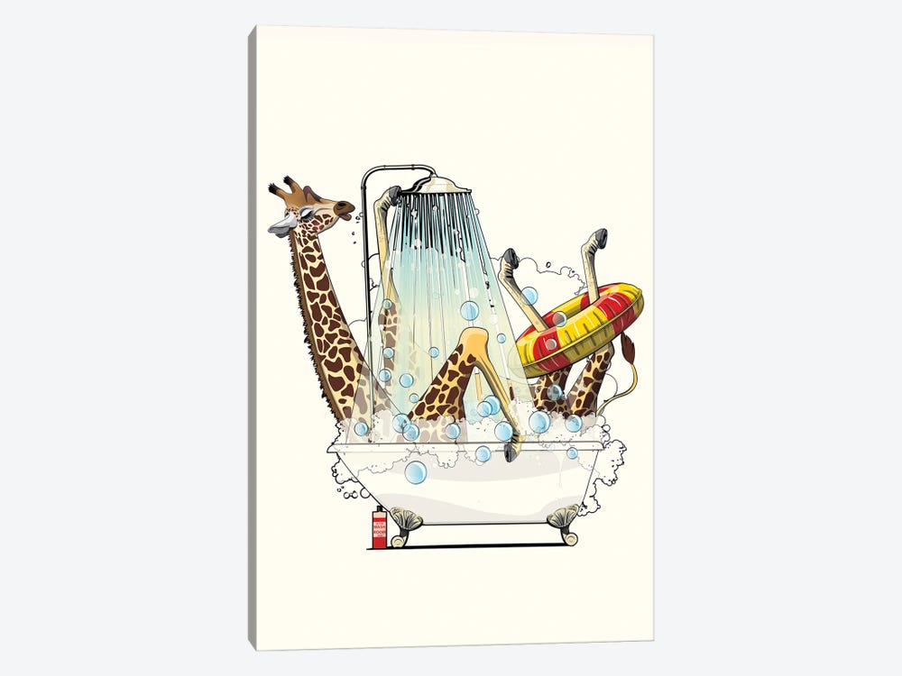 Giraffe In The Bath by WyattDesign 1-piece Canvas Art