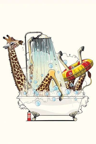 Giraffes: Giraffe In The Bath by WyattDesign