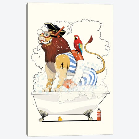 Lion In The Bathtub Canvas Print #WYD112} by WyattDesign Canvas Art