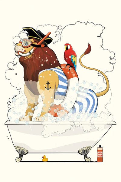 Parrots: Lion In The Bathtub by WyattDesign