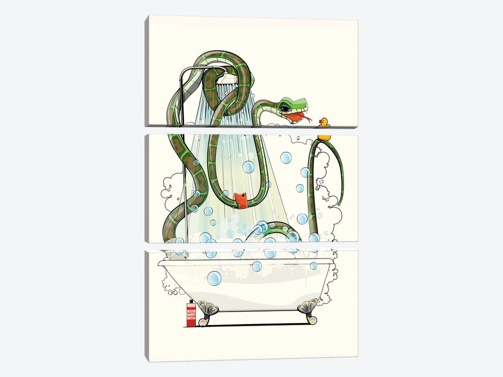 Snake In The Bathtub by WyattDesign 3-piece Art Print