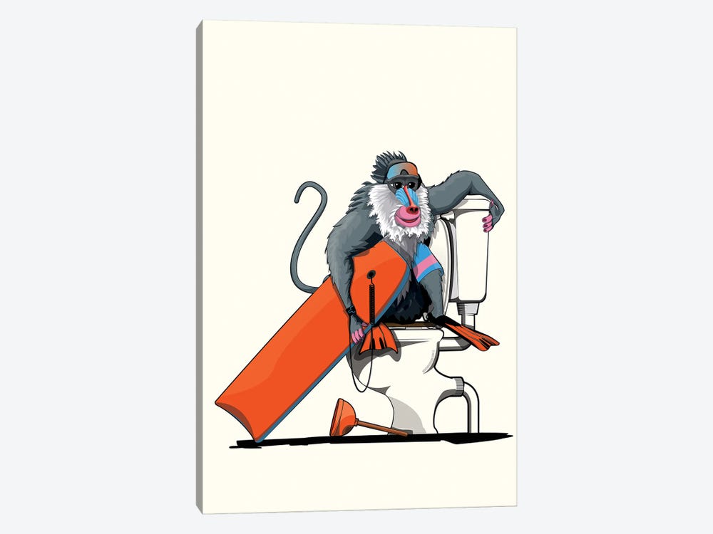 Baboon On The Toilet by WyattDesign 1-piece Canvas Print