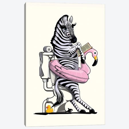 Zebra Baboon On The Toilet Canvas Print #WYD117} by WyattDesign Canvas Art Print