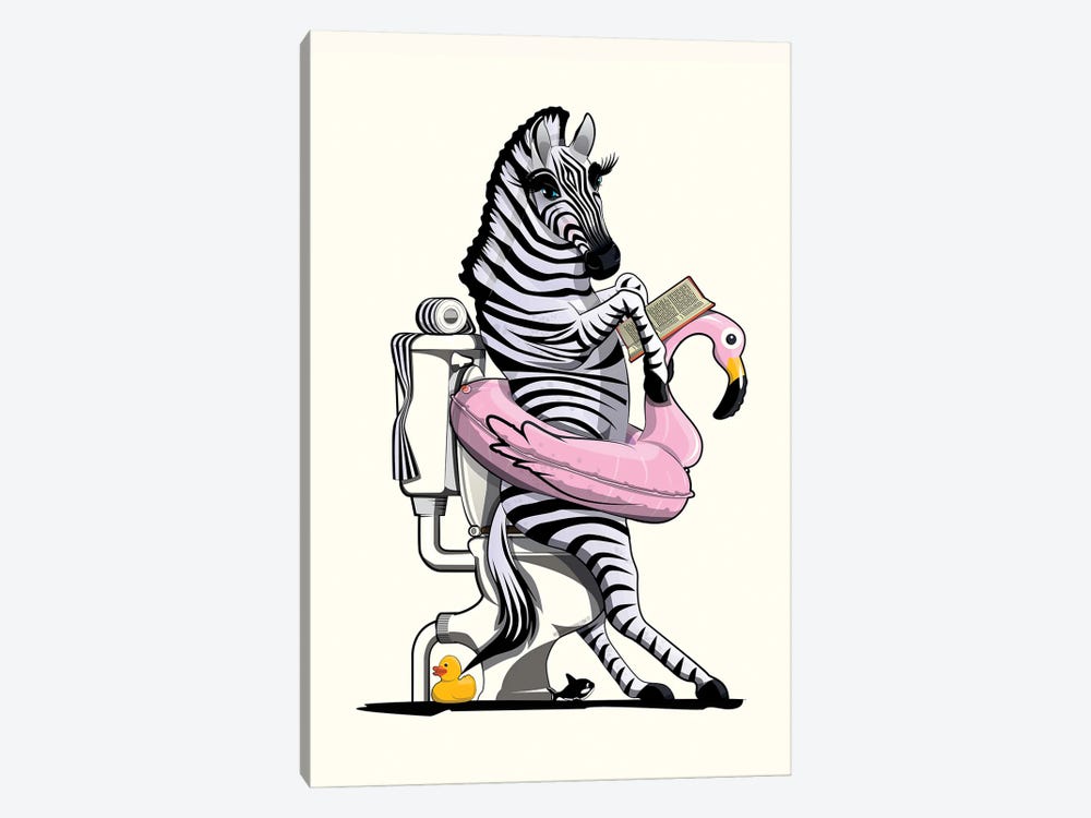 Zebra Baboon On The Toilet by WyattDesign 1-piece Canvas Print