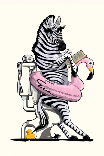 Zebras: Zebra Baboon On The Toilet by WyattDesign