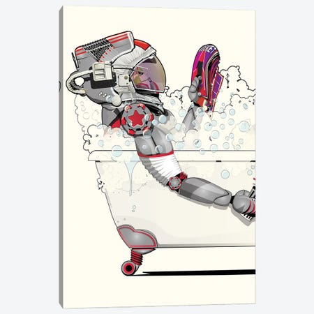 Space Robot In The Bath Canvas Print #WYD119} by WyattDesign Canvas Artwork