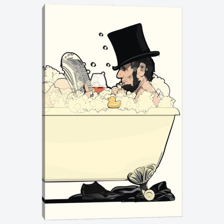 Abraham Lincoln In The Bath Canvas Print #WYD11} by WyattDesign Art Print