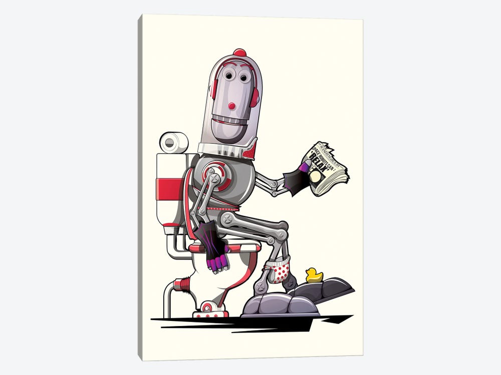 Robot On The Toilet by WyattDesign 1-piece Art Print