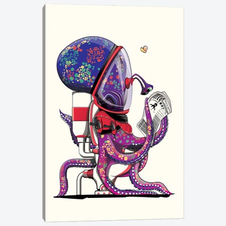 Space Octopus On The Toilet Canvas Print #WYD121} by WyattDesign Canvas Art Print