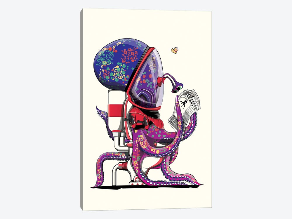 Space Octopus On The Toilet by WyattDesign 1-piece Canvas Art