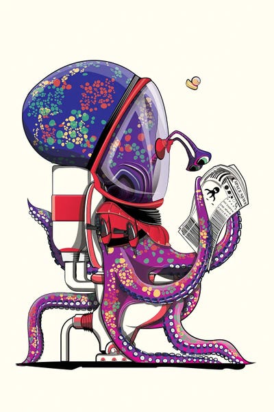 WyattDesign: Space Octopus On The Toilet by WyattDesign