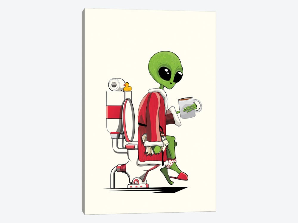 Space Alien On The Toilet by WyattDesign 1-piece Canvas Art Print