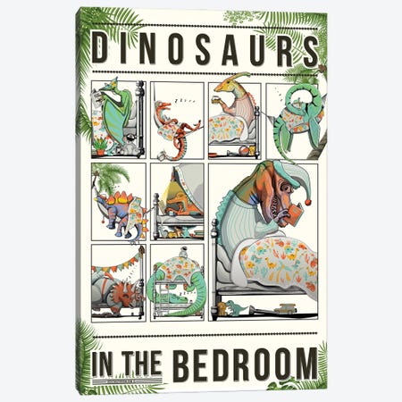 Dinosaurs In Bed Canvas Print #WYD128} by WyattDesign Canvas Art Print