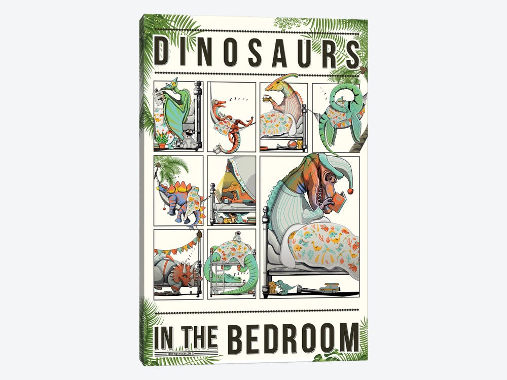 Dinosaurs In Bed by WyattDesign 1-piece Canvas Print