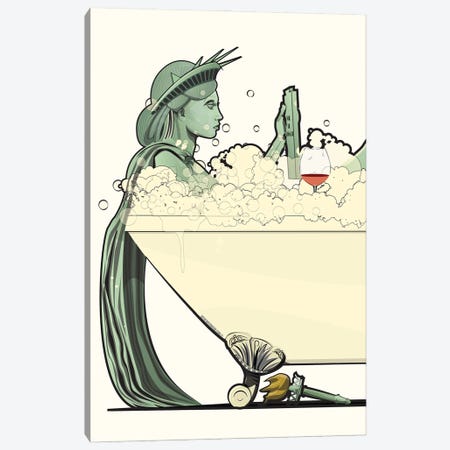 Statue Of Liberty In The Bath Canvas Print #WYD12} by WyattDesign Canvas Art Print